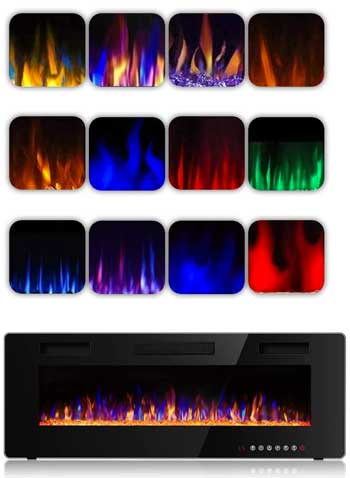 12 Flame Colors in Electric LED Fireplace