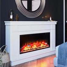 Modern White Wood Faux Fireplace with Mantel