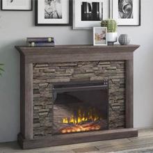 Stacked Stone Fireplace