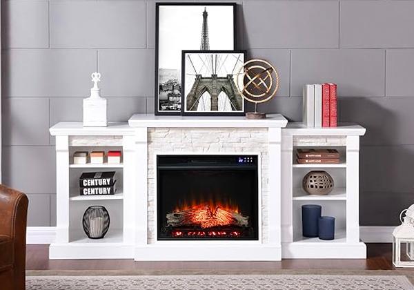 Freestanding Electric Fireplace with Thermostat for More Energy-Efficient Heating
