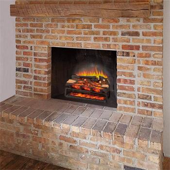 Electric Fireplace Log Set with Crackling Sounds Assembled in Existing Hearth for Realistic Living Room Fire Set-Up