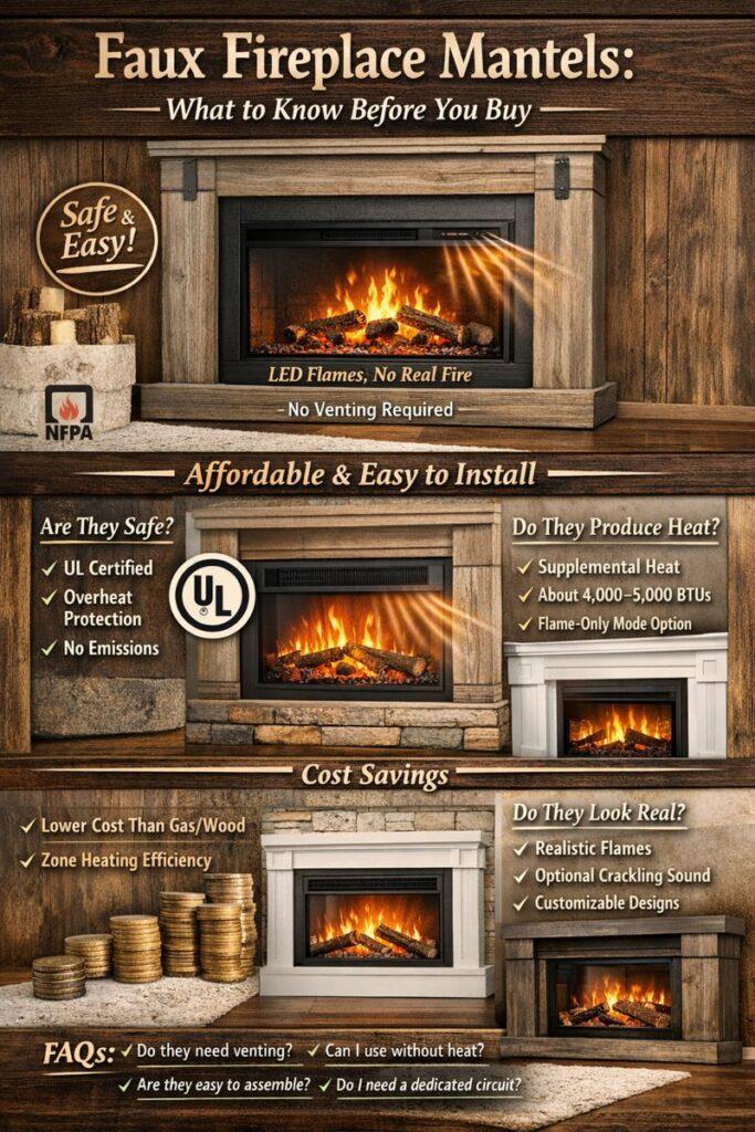Infographic - Faux Fireplace Mantels Benefits and Cost Savings