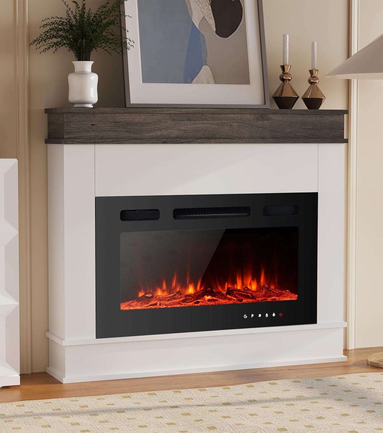 Contemporary Oak Fireplace and Mantel
