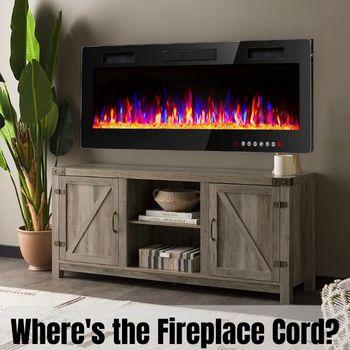Hidden Fireplace Cord Behind Entertainment Center and Tabletop Decor