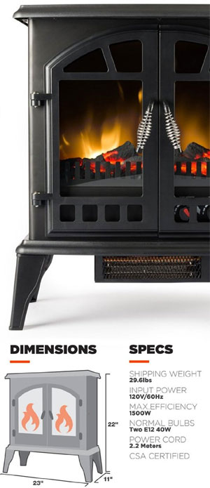 Jasper Electric Fireplace Stove Dimensions