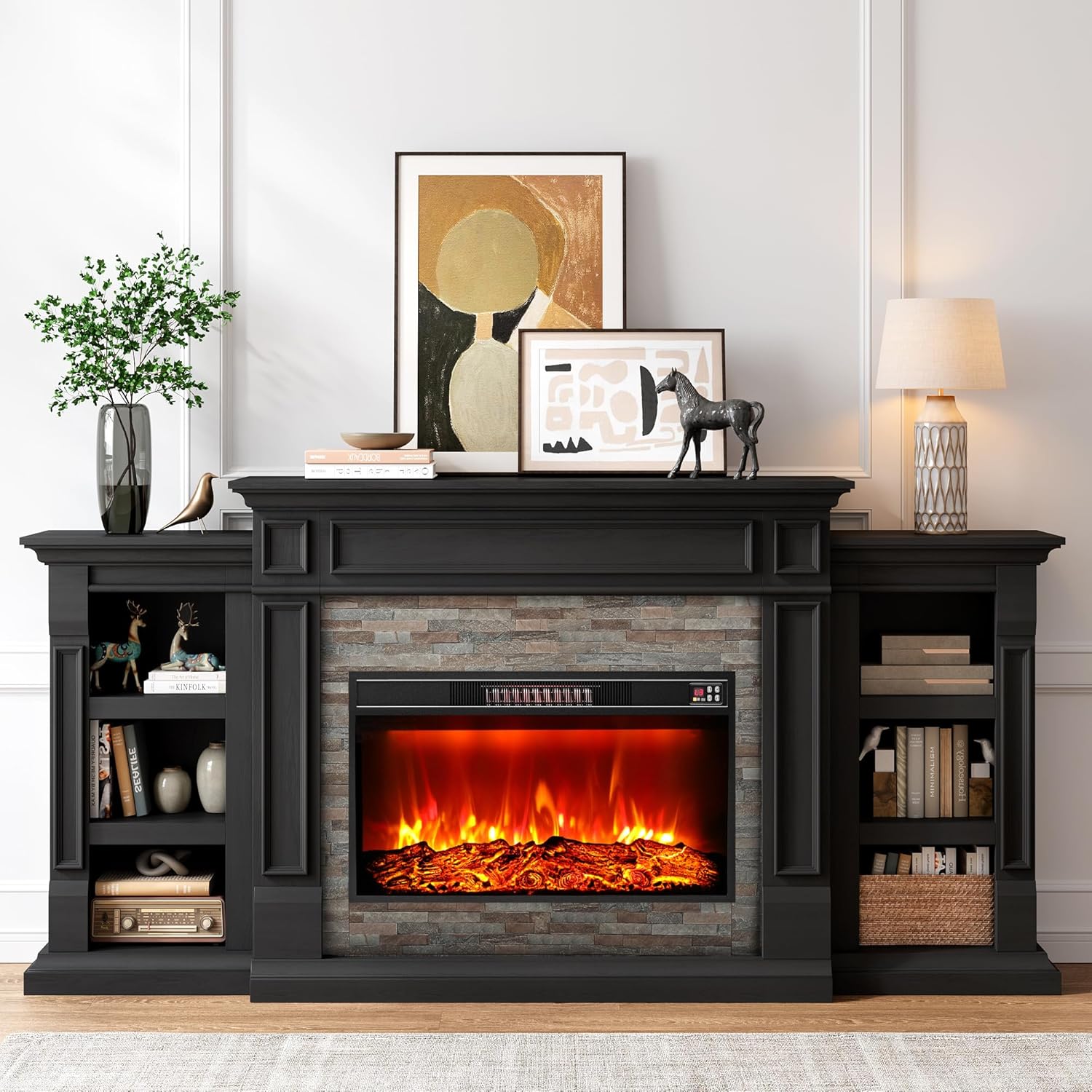 Stacked Stone Faux Fireplace