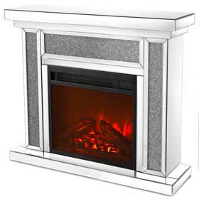 Mirror Mantel Electric Fireplace, Plug in Model with Heater