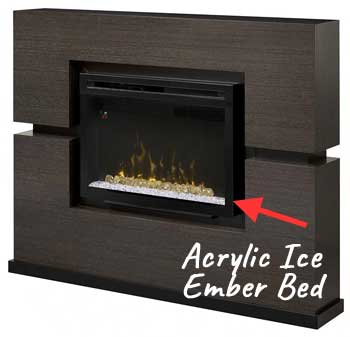 Modern Stone Fireplace with Acrylic Ice Ember Bed