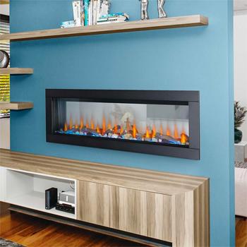 Napoleon Clearion Electric Fireplaces Can Be Viewed from Both Sides and Can Heat 2 Rooms