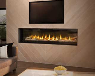 Slim Design Napoleon Entice Electric Fireplace with Glass Ember Bed, Heater, Remote Control