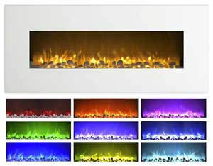 Wall Mounted Northwest Color Changing Electric Fireplace with Heater and Multiple Ember Bed, Including Logs, Crystals and Pebbles