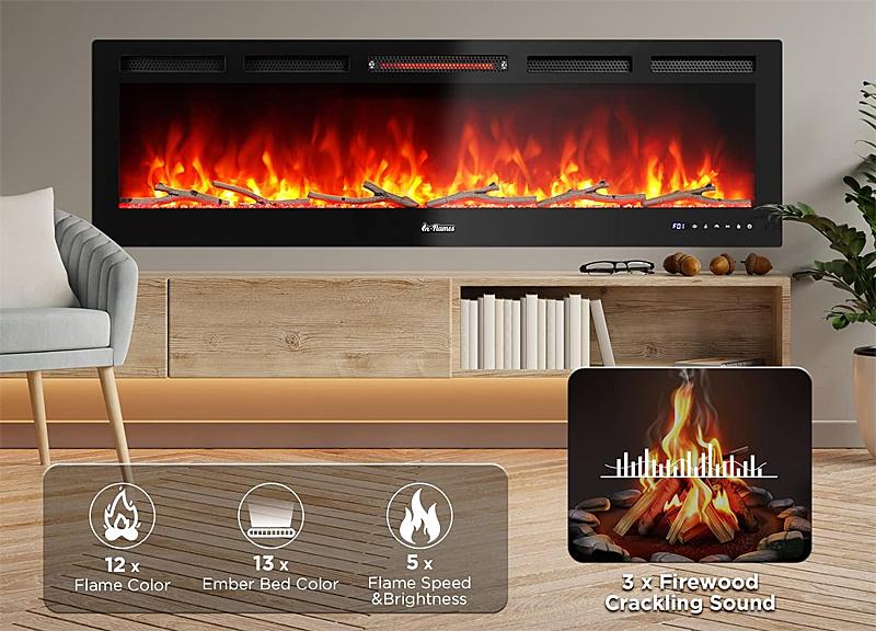 Linear Fireplace Hanging on Wall
