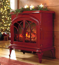 Red Electric Portable Fireplace from Plow & Hearth