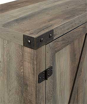 Rustic Wood Farmhouse Cabinet with Industrial Black Metal Hardware