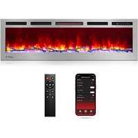 Stainless Steel Fireplace with Remote Control & App