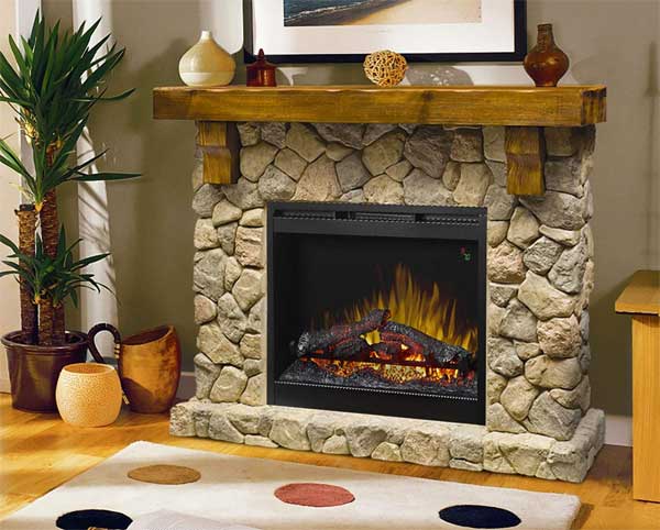 Dimplex Stone and Wood Electric Fireplace