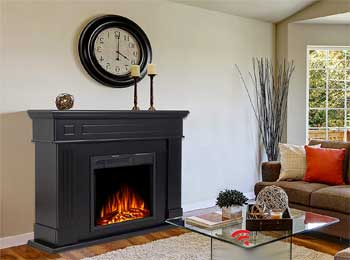 Traditional Looking Electric Fireplace with Freestanding Black Wood Mantel