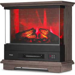 Firelake 27-Inch Electric Fireplace Heater - Freestanding Fireplace with Mantel